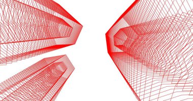 3d mimari duvar kağıdı tasarımı, dijital bina çizimi 