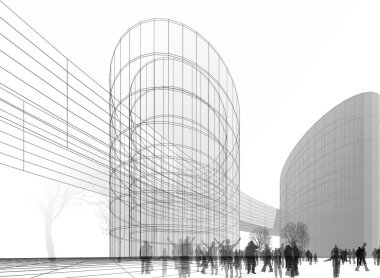 soyut mimari duvar kağıdı tasarımı, dijital konsept arkaplan