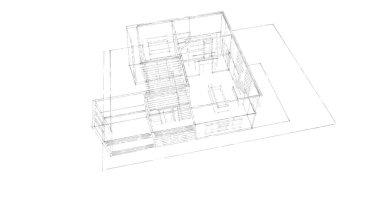 Arkaplanda mimari bina 3d illüstrasyon