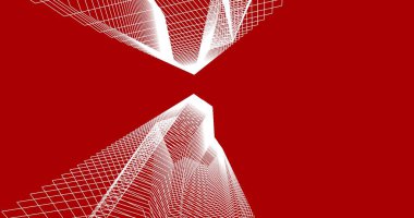 Mimari sanat konseptinde soyut çizgiler, minimum geometrik şekiller. 