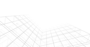 Arkaplanda mimari bina 3d illüstrasyon