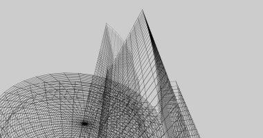 Mimari sanat konseptinde soyut çizgiler, minimum geometrik şekiller. 