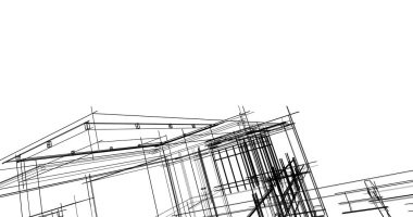 Arkaplanda mimari bina 3d illüstrasyon