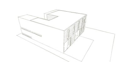 Arkaplanda mimari bina 3d illüstrasyon