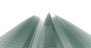 Arkaplanda mimari bina 3d illüstrasyon