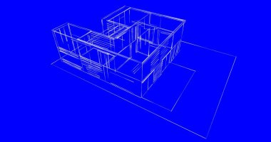 Arkaplanda mimari bina 3d illüstrasyon