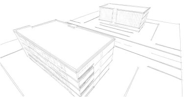 Mimari sanat konseptinde soyut çizgiler, minimum geometrik şekiller. 