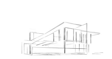 Mimari sanat konseptinde soyut çizgiler, minimum geometrik şekiller. 