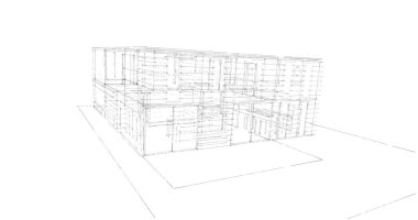 3d mimari duvar kağıdı tasarımı, dijital bina çizimi 