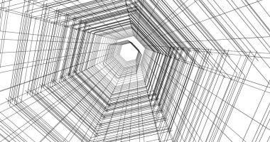 Arkaplanda mimari bina 3d illüstrasyon