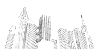 Arkaplanda mimari bina 3d illüstrasyon