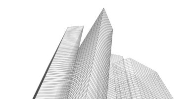 Arkaplanda mimari bina 3d illüstrasyon