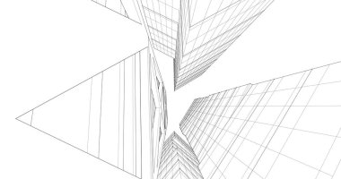 Arkaplanda mimari bina 3d illüstrasyon