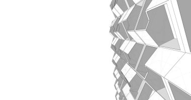 Mimari sanat konseptinde soyut çizgiler, minimum geometrik şekiller. 