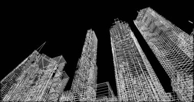 Mimari sanat konseptinde soyut çizgiler, minimum geometrik şekiller. 