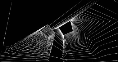 Mimari sanat konseptinde soyut çizgiler, minimum geometrik şekiller. 