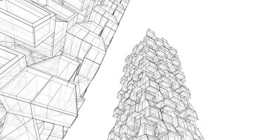 soyut mimari duvar kağıdı tasarımı, dijital konsept arkaplan