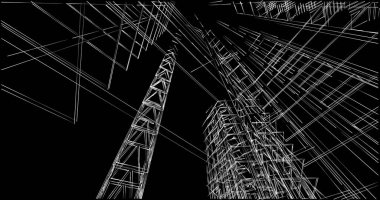 Mimari sanat konseptinde soyut çizgiler, minimum geometrik şekiller. 