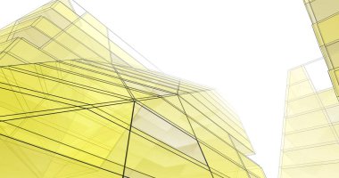 Mimari sanat konseptinde soyut çizgiler, minimum geometrik şekiller. 