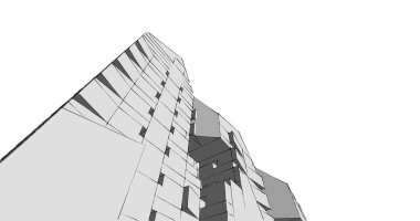 Arkaplanda mimari bina 3d illüstrasyon,