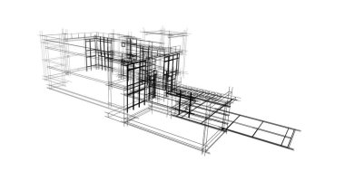 Mimari sanat konseptinde soyut çizgiler, minimum geometrik şekiller. 