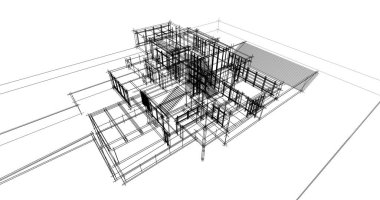 Mimari sanat konseptinde soyut çizgiler, minimum geometrik şekiller. 