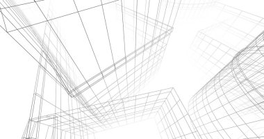 Mimari sanat konseptinde soyut çizgiler, minimum geometrik şekiller. 