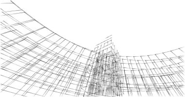 Mimari sanat konseptinde soyut çizgiler, minimum geometrik şekiller. 