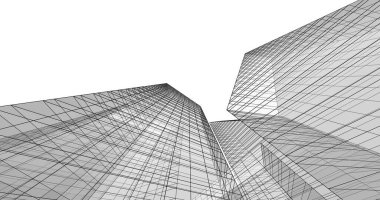 Arkaplanda mimari bina 3d illüstrasyon