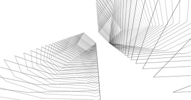 Mimari sanat konseptinde soyut çizgiler, minimum geometrik şekiller. 