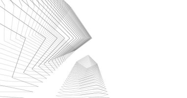 Mimari sanat konseptinde soyut çizgiler, minimum geometrik şekiller. 