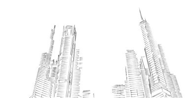 Arkaplanda mimari bina 3d illüstrasyon