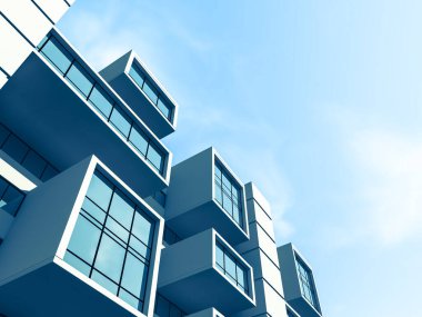 Arkaplanda mimari bina 3d illüstrasyon