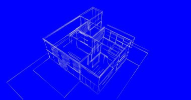 Arkaplanda mimari bina 3d illüstrasyon