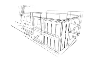 Mimari sanat konseptinde soyut çizgiler, minimum geometrik şekiller. 