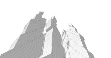 Mimari sanat konseptinde soyut çizgiler, minimum geometrik şekiller. 