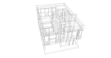 Arkaplanda mimari bina 3d illüstrasyon