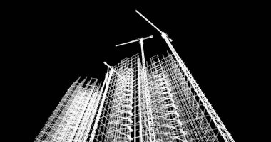 Mimari sanat konseptinde soyut çizgiler, minimum geometrik şekiller. 