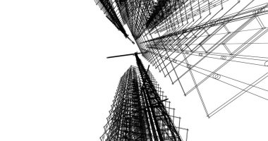 Mimari sanat konseptinde soyut çizgiler, minimum geometrik şekiller. 