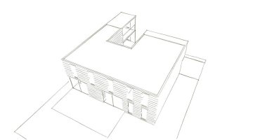 Arkaplanda mimari bina 3d illüstrasyon