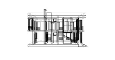 Arkaplanda mimari bina 3d illüstrasyon