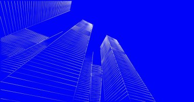 Arkaplanda mimari bina 3d illüstrasyon