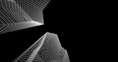 Mimari sanat konseptinde soyut çizgiler, minimum geometrik şekiller. 