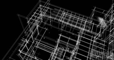 Arkaplanda mimari bina 3d illüstrasyon