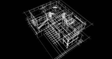 Mimari sanat konseptinde soyut çizgiler, minimum geometrik şekiller. 