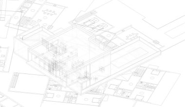 Mimari sanat konseptinde soyut çizgiler, minimum geometrik şekiller. 