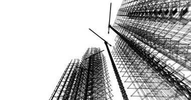 Mimari sanat konseptinde soyut çizgiler, minimum geometrik şekiller. 