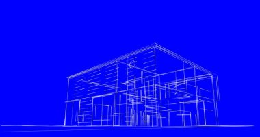 Arkaplanda mimari bina 3d illüstrasyon