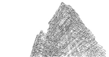 Mimari sanat konseptinde soyut çizgiler, minimum geometrik şekiller. 