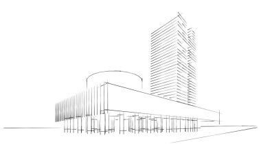 Mimari sanat konseptinde soyut çizgiler, minimum geometrik şekiller. 